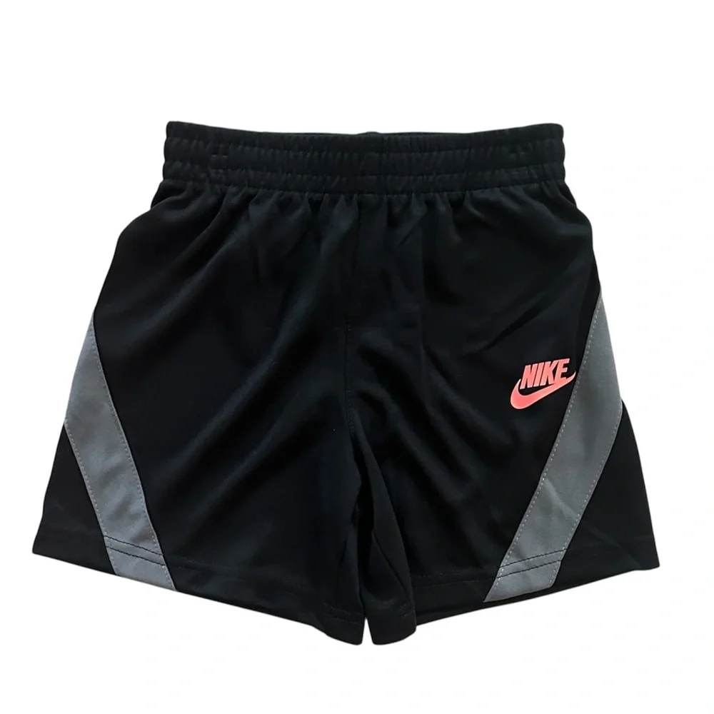 Nike Boys 2PC Outfit Set Size 3T Coral Logo T-shirt & Black Athletic Shorts NWT